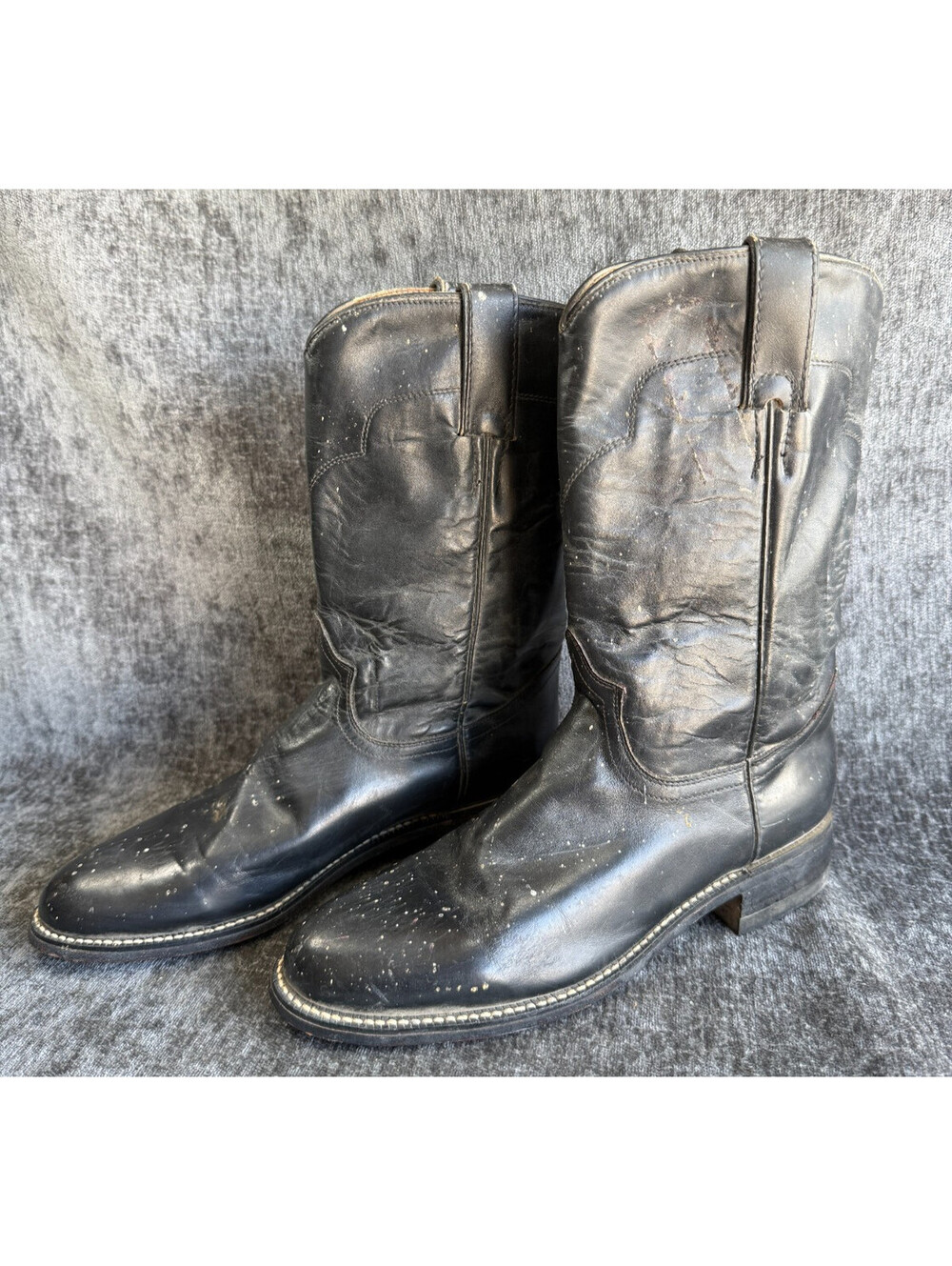 Tony Lama Womens Black Boots Western Ropers Leather Style 7501L Size 6 B